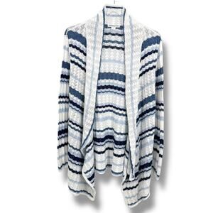 Pendleton sweater womens large cardigan crochet striped long line nautical beach